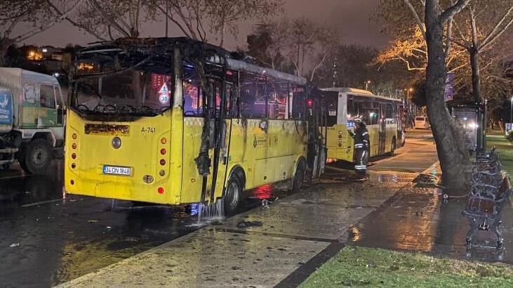 Dehşet dolu anlar! Park halindeki İETT otobüsü yandı