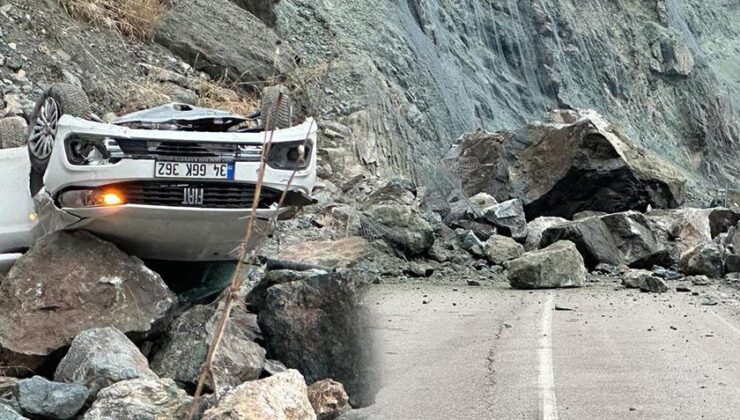 Artvin’de heyelan! Araba uçuruma yuvarlandı