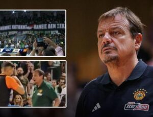 Panathinaikos – Maccabi maçında skandal pankart! Ergin Ataman çılgına döndü