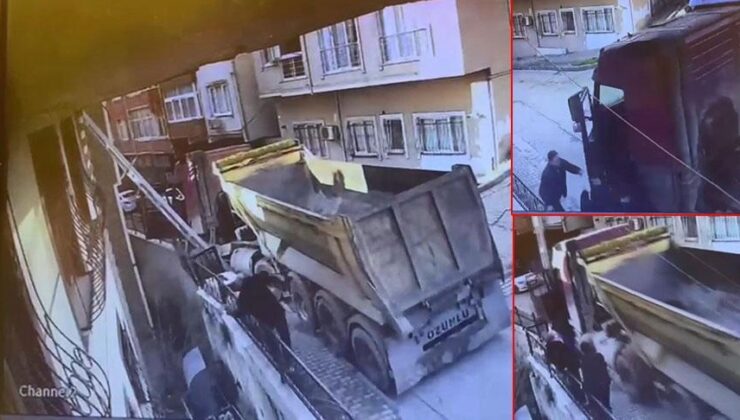 Kayan kamyonu durdurmak istedi… Evvel kapıyla direk ortasında sıkıştı, sonra 5 metreden düştü