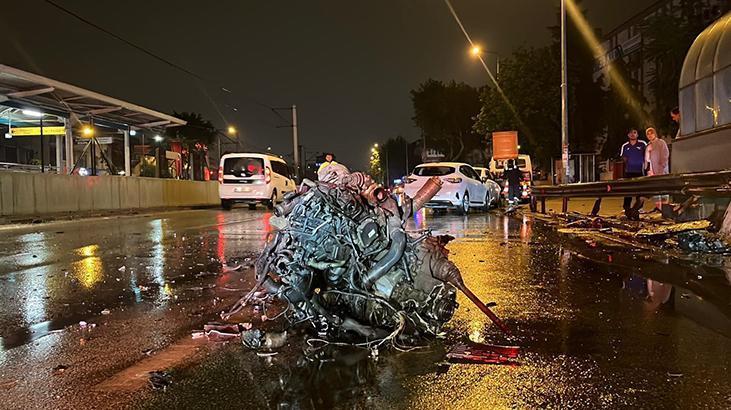 Bursa’da feci kaza: Arabanın motoru metrelerce uzağa savruldu; 1’i ağır 2 yaralı