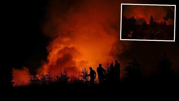 Ankara’da korkutan yangın! boş yerde yanan paletlere itfaiye müdahale ediyor